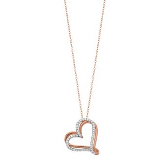 1/4 Carat T.W. Diamond Tilted Heart Pendant Necklace