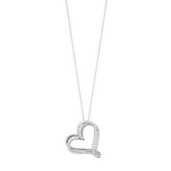 1/4 Carat T.W. Diamond Tilted Heart Pendant Necklace