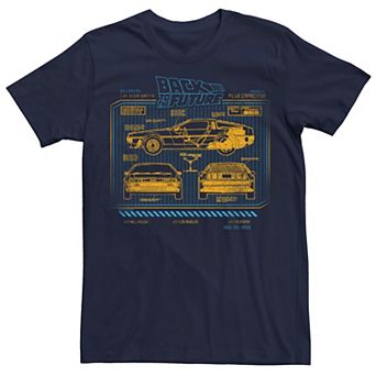 Men's Back To The Future Delorean Schematic Tee