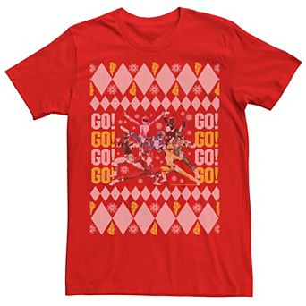 Men's Power Rangers "Go! Go! Go!" Ugly Christmas Sweater Tee