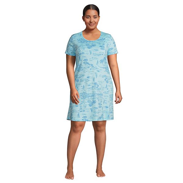 Plus Size Lands' End Supima Cotton Short Sleeve Short Nightgown