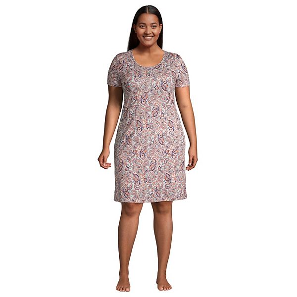Plus Size Lands' End Supima Cotton Short Sleeve Short Nightgown