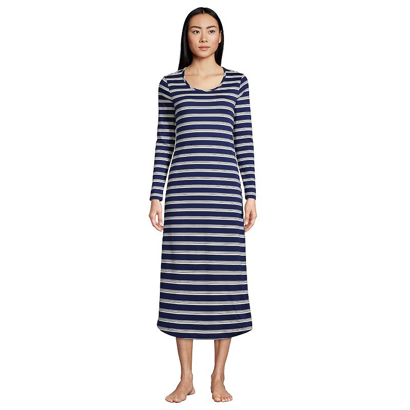 Petite Lands End Supima Cotton Long Sleeve Nightgown, Womens, Size: XS Pe