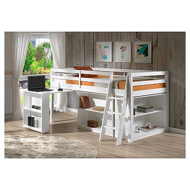 Alaterre Furniture Roxy Junior Twin Loft Bed & Pull-Out Desk Storage