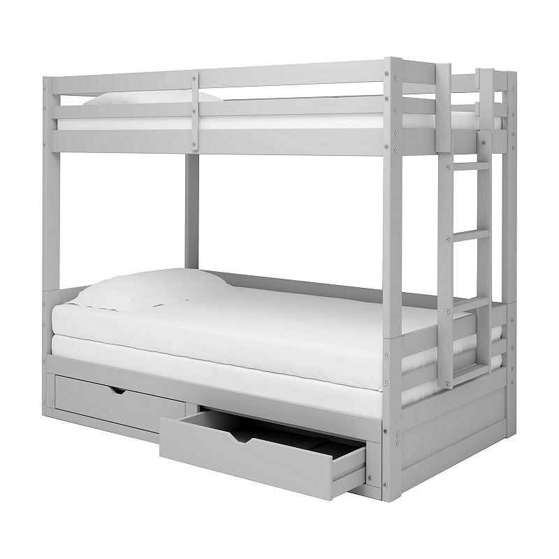 Alaterre Furniture Jasper Twin to King Extending Storage Bunk Bed, Grey