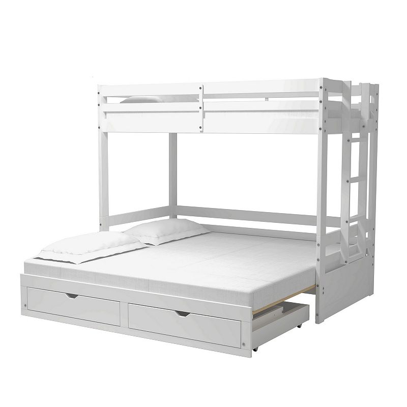 Alaterre Furniture Jasper Twin to King Extending Storage Bunk Bed, White