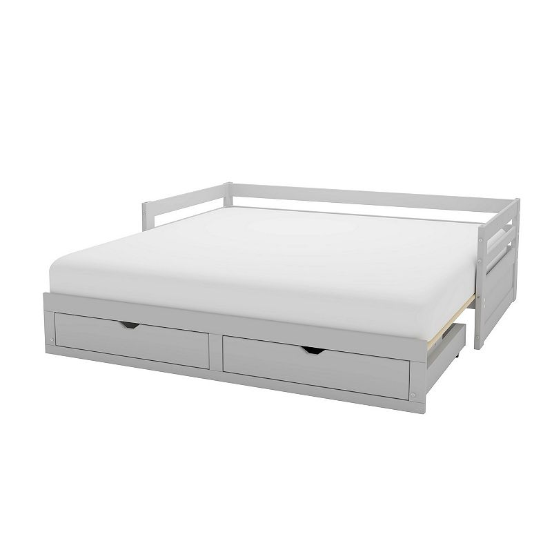 Alaterre Furniture Jasper Twin to King Extending Storage Day Bed, Grey