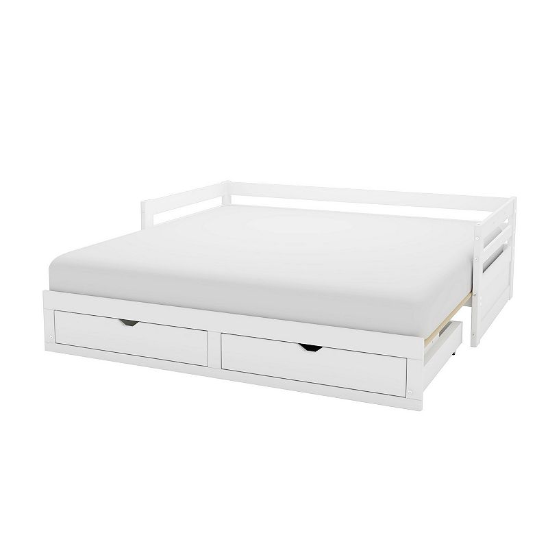 Alaterre Furniture Jasper Twin to King Extending Storage Day Bed, White