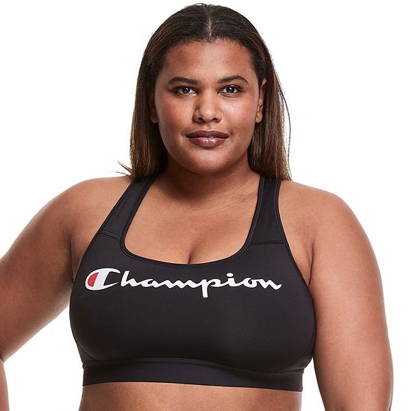 Champion Women's Double Dry Absolute Workout Sports Bra, Graphic,  Script/Black, Small