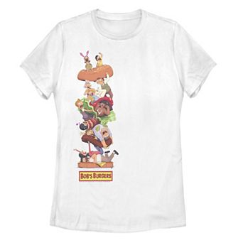 Juniors' Bob's Burgers Stack Painting Poster Tee
