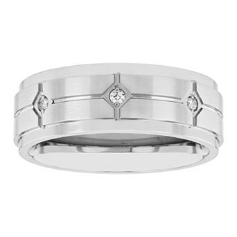 Steel Nation Men's Diamond Accent Stainless Steel Wedding Band