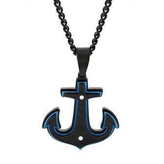 Steel Nation Men's Two Tone Stainless Steel Anchor Pendant