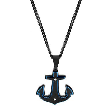 Steel Nation Men's Two Tone Stainless Steel Anchor Pendant