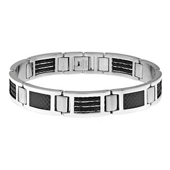 Men's LYNX Black Ion-Plated Stainless Steel Cable Bracelet