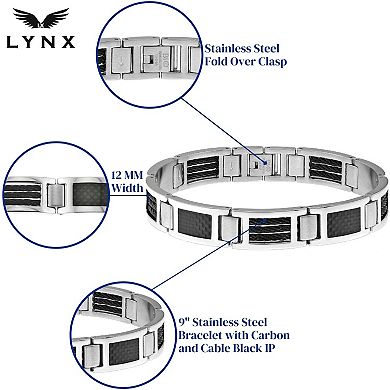 Men's LYNX Black Ion-Plated Stainless Steel Cable Bracelet