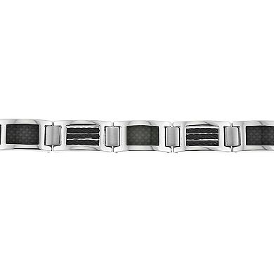 Men's LYNX Black Ion-Plated Stainless Steel Cable Bracelet