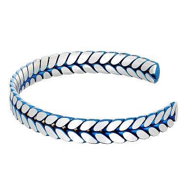 Men's LYNX Blue Ion-Plated Stainless Steel Bangle Bracelet