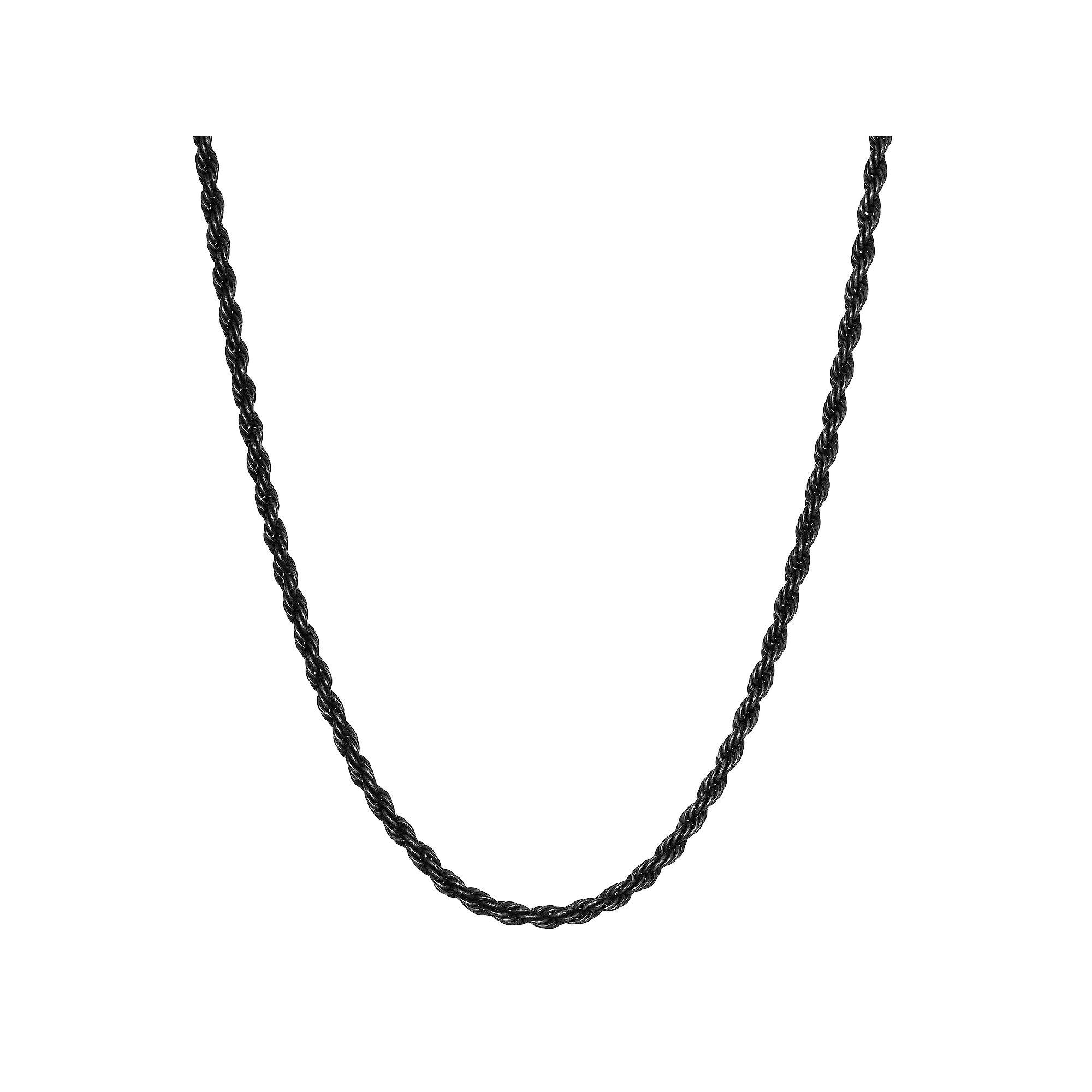 Mens LYNX Black Ion-Plated Stainless Steel Chain Necklace, Size: 22, Si