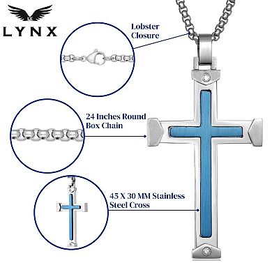 Men's LYNX 1/8 Carat T.W. Diamond Two Tone Stainless Steel Cross ...