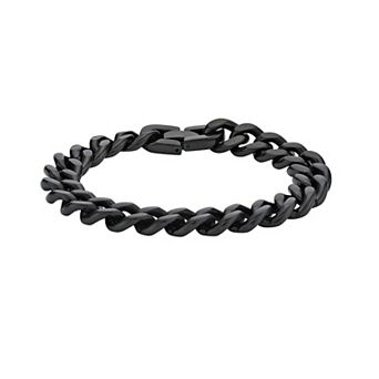 Men's LYNX Black Ion-Plated Stainless Steel Curb Chain Bracelet
