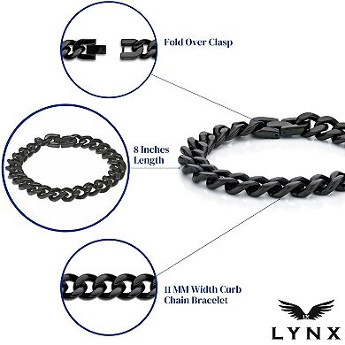 Men's LYNX Black Ion-Plated Stainless Steel Curb Chain Bracelet