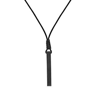 Men's LYNX Gunmetal Ion-Plated Stainless Steel Bar Pendant Necklace