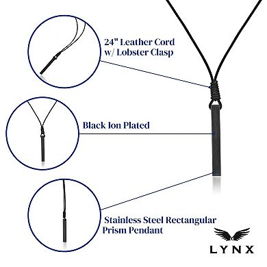 Men's LYNX Gunmetal Ion-Plated Stainless Steel Bar Pendant Necklace