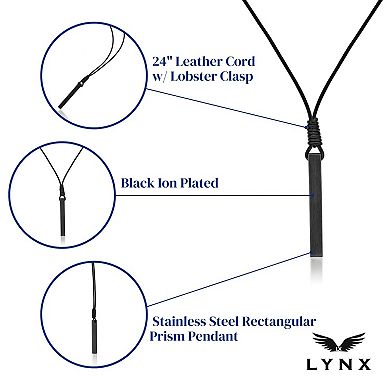 Men's LYNX Gunmetal Ion-Plated Stainless Steel Bar Pendant Necklace 