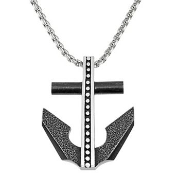 Men's LYNX Two Tone Stainless Steel Anchor Pendant Necklace