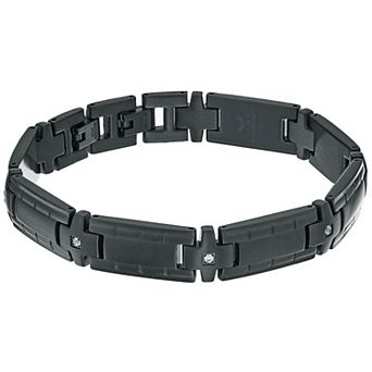 Men's LYNX Black Ion-Plated Stainless Steel Cubic Zirconia Bracelet
