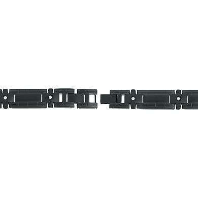 Men's LYNX Black Ion-Plated Stainless Steel Cubic Zirconia Bracelet 