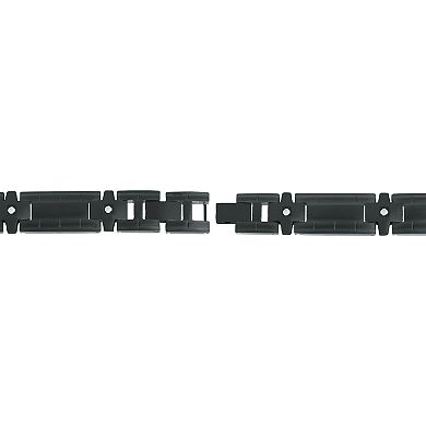 Men's LYNX Black Ion-Plated Stainless Steel Cubic Zirconia Bracelet