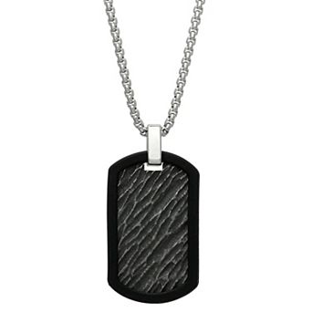 Men's LYNX Black Ion-Plated Stainless Steel Dog Tag Pendant Necklace