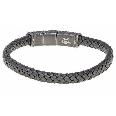 Men's LYNX Stainless Steel Braided Leather Bracelet