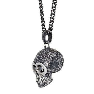 Men's LYNX 1/5 Carat T.W. Diamond Black Ion-Plated Stainless Steel Skull Pendant Necklace