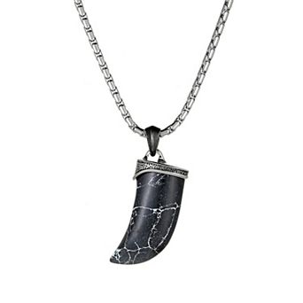 Men's LYNX Black Ion-Plated Stainless Steel Tooth Pendant Necklace