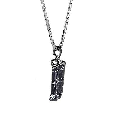 Men's LYNX Black Ion-Plated Stainless Steel Tooth Pendant Necklace 