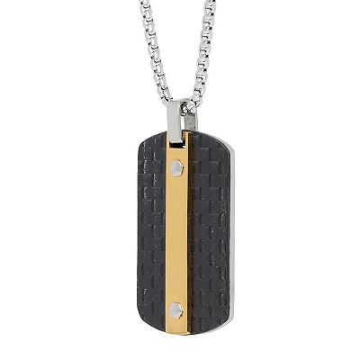 Men's LYNX Gold Tone Stainless Steel Dog Tag Pendant Necklace