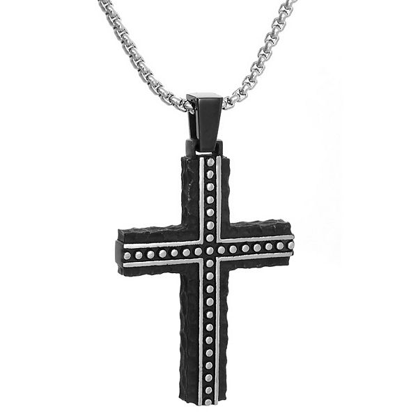 Men's LYNX Two Tone Cross Pendant Necklace