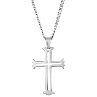 Men's LYNX Tungsten Curb Chain Cross Pendant Necklace