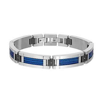 Men's LYNX 1/8 Carat T.W. Black Diamond Two Tone Stainless Steel Bracelet