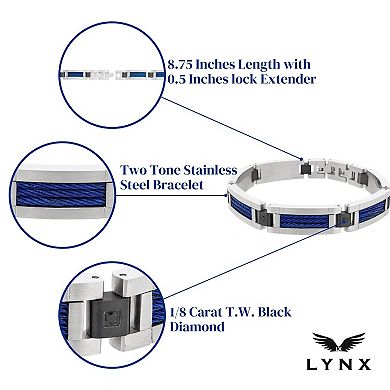 Men's LYNX 1/8 Carat T.W. Black Diamond Two Tone Stainless Steel Bracelet