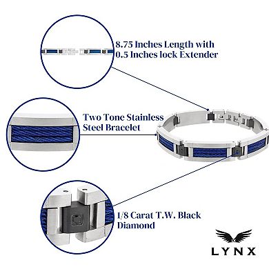 Men's LYNX 1/8 Carat T.W. Black Diamond Two Tone Stainless Steel Bracelet 