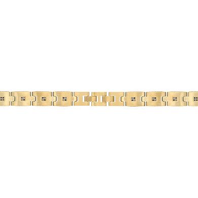 Men's LYNX Gold Tone Stainless Steel 3/8 Carat T.W. Black Diamond Bracelet
