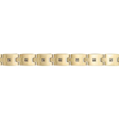 Men's LYNX Gold Tone Stainless Steel 3/8 Carat T.W. Black Diamond Bracelet