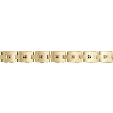Men's LYNX Gold Tone Stainless Steel 3/8 Carat T.W. Black Diamond Bracelet