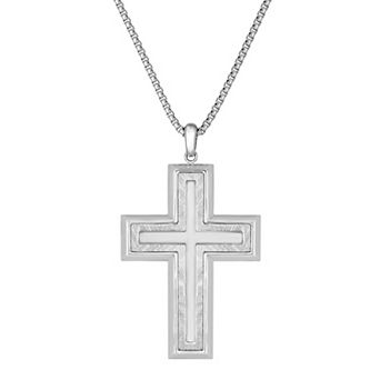 Men's LYNX Stainless Steel Cross Pendant Necklace
