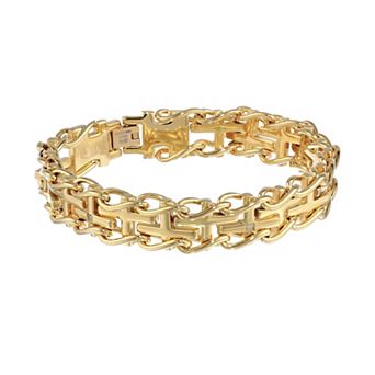 Men's LYNX Gold Tone Stainless Steel Diamond Accent Bracelet