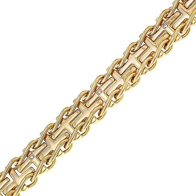 Men's LYNX Gold Tone Stainless Steel Diamond Accent Bracelet