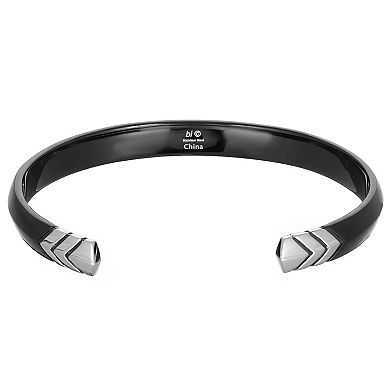 Men's LYNX Black Enamel Cuff Bangle Bracelet